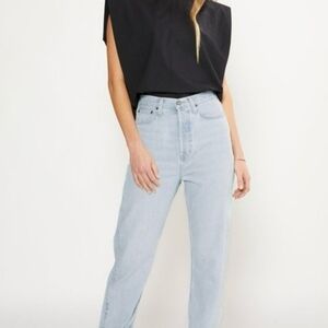 Etica Pinch Waist Bryce boyfriend jeans Light Wash Raw Hem Size 24